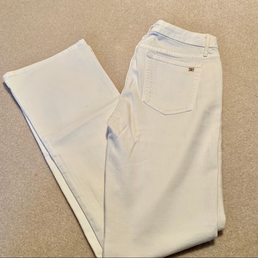 Joe’s white denim “The Honey” low rise